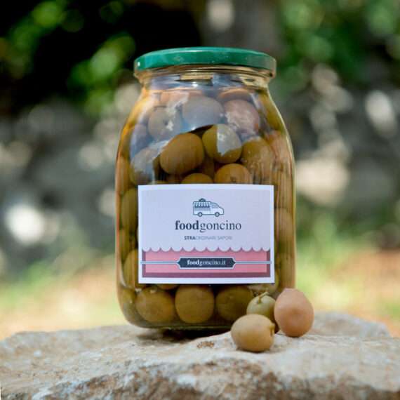 Olive verdi salate in salamoia Itrana Foodgoncino